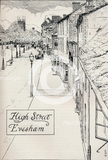 'High Street Evesham', 19th century. Artist: Edmund Hort New.