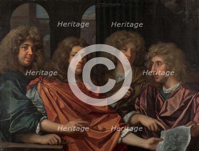 Group portrait of four artists, c.1680.  Creator: Monogrammist G. F..