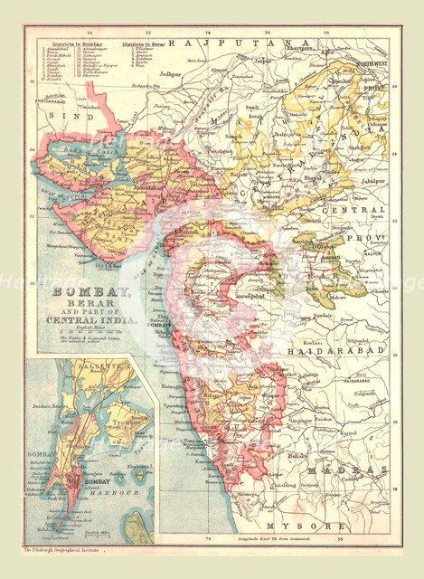 Map of Bombay, Berar, and part of Central India, 1902.   Creator: Unknown.