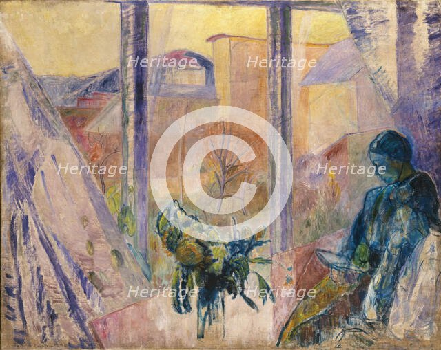 Gudrun and Agnes at the Window, 1918. Creator: Thorvald Erichsen.