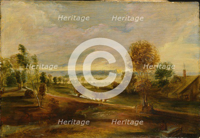 Landscape with Farm Buildings at Sunset, 1600-1640. Artist: Peter Paul Rubens.