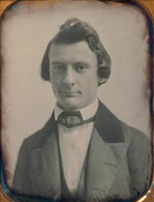 Young Man in Three-piece Suit and Bow Tie, 1850s. Creators: Josiah Johnson Hawes, Albert Sands Southworth.