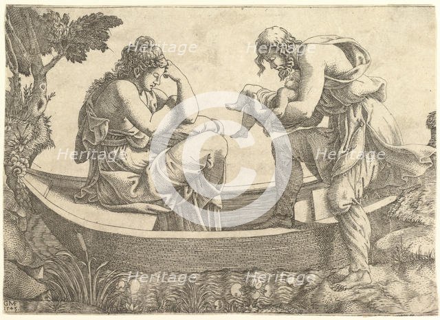 Danae and the infant Perseus cast out to sea by Acrisius, 1543. Creator: Giorgio Ghisi.