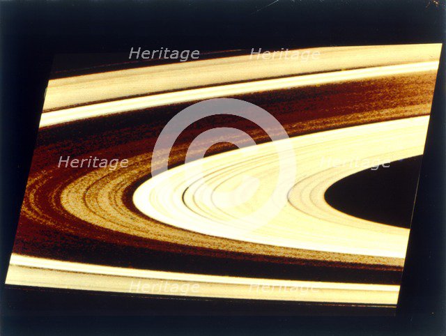 Saturn's rings, range 717,000 km, seen from Voyager 1 spacecraft. Creator: NASA.