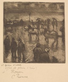 Impressions of Rain, Rouen, 1883. Creator: Camille Pissarro.