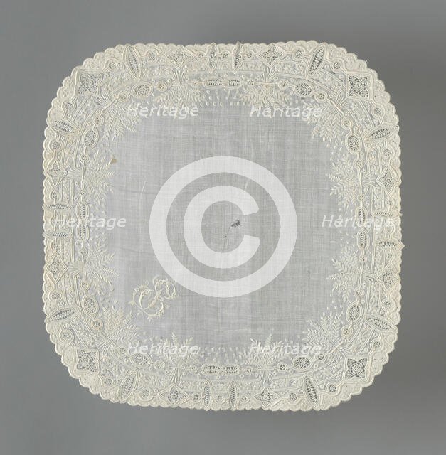 Handkerchief, France, 1850/1900. Creator: Unknown.