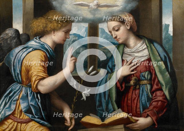 The Annunciation, 1535-1540. Creator: Moretto da Brescia, Alessandro (ca 1498 - 1554).