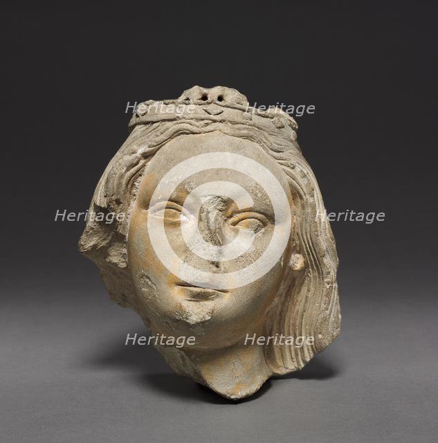 Crowned Female Head (Fragment), c. 1400-1420. Creator: Unknown.