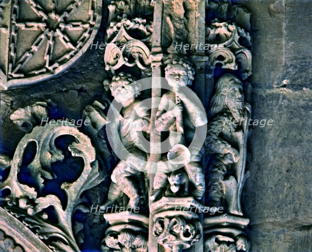 Detail of the jambs of the Kings Door in the Knights Cloister, Monastery of Santa Maria la Real i…