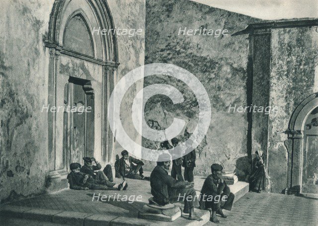 Resting outside a church, Taormina, Sicily, Italy, 1927. Artist: Eugen Poppel.
