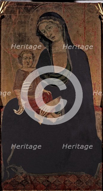 Virgin with Child', central table of an altarpiece of the 14th century, from the Alaró church.