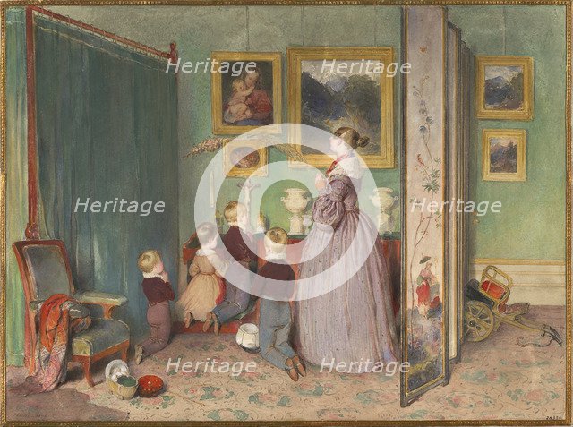 The Evening Prayer (Archduchess Sophie with children), 1839. Artist: Fendi, Peter (1796-1842)