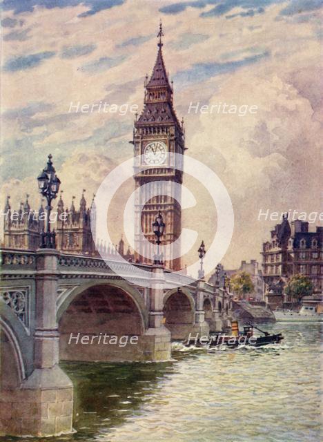 'Westminster Bridge and Big Ben', c1948. Creator: Unknown.