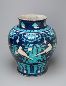 Jar with Birds and Butterflies on Flowering Branches, Ming dynasty (1368-1644). Creator: Unknown.
