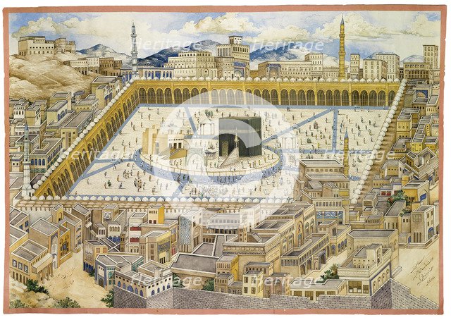 View of the Ka'aba and surrounding buildings in Mecca, Second Half of the 19th cen. Artist: Mahmud (?-1893/4)