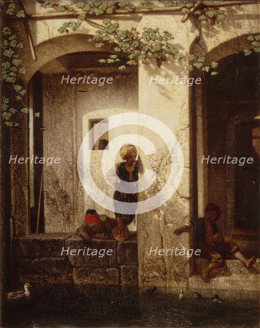 Turkish Children at a Fountain, 1846. Artist: Decamps, Alexandre Gabriel (1803-1860)