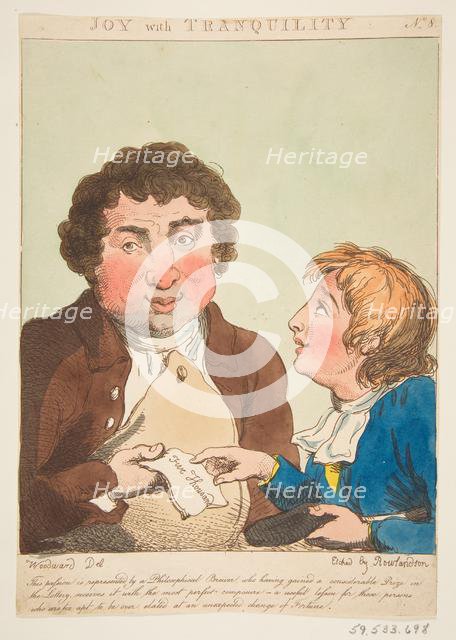 Joy with Tranquility (Le Brun Travested, or Caricatures of the Passions), January 21, 1800. Creator: Thomas Rowlandson.