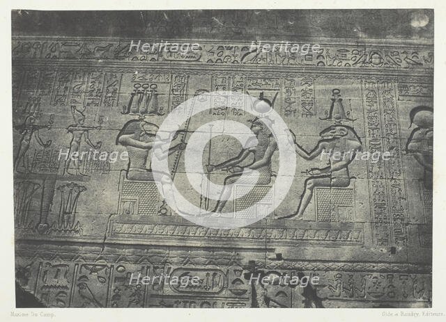 Grand Temple de Dendérah (Teutyres), Sculptures de la Façade Postérieure; Haute-Egypte, 1849/51. Creator: Maxime du Camp.