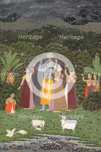 Krishna and the Gopis Take Shelter from the Rain, 1760. Creator: Unknown.