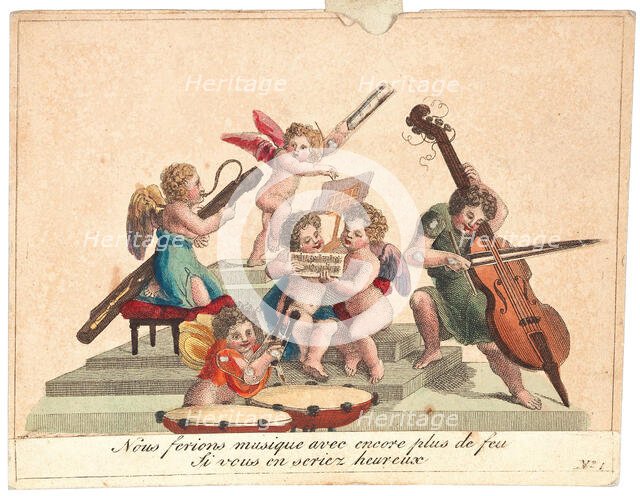 Greeting card An angels' orchester, after 1815. Creator: Anonymous.