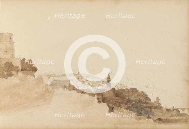 View of Heidelberg from Schloss Heidelberg, 1820-1896. Creator: Kasparus Karsen.