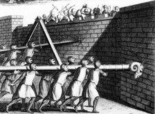 Attacking walls with battering rams, c1800. Artist: Unknown