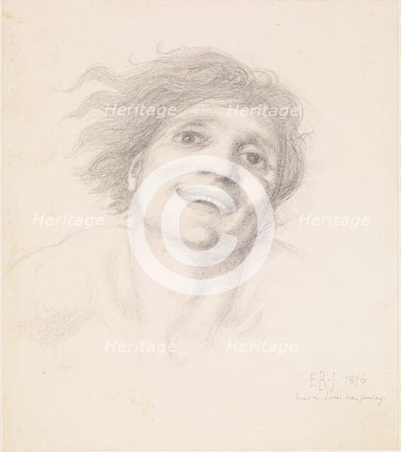 The Car of Love or Love's Wayfaring - Study of a Man's Head, 1876. Creator: Sir Edward Coley Burne-Jones.