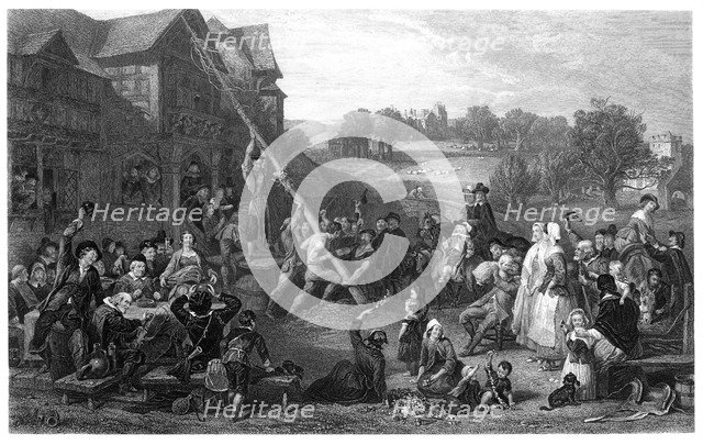 'Raising the May-Pole', c1854.Artist: E Goodall