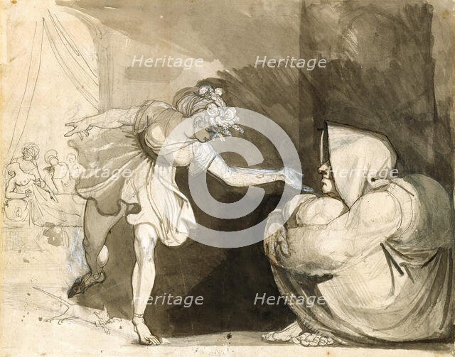 Galanthis Outwits Eileithyia by Announcing the Birth of Heracles / Portrait of Mrs..., 1791. Creator: Henry Fuseli.