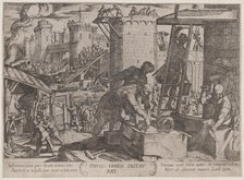 Plate 24: The Israelites Rebuilding the Walls of Jerusalem, from 'The Battles..., ca. 1590-ca. 1610. Creator: Antonio Tempesta.
