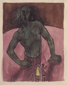 Dante and Virgil with giant, 1951. Creator: Shirley Markham.