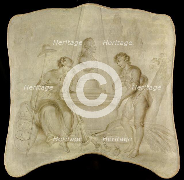 Peace and a peasant mourning on a tomb of Joan-Derk, Baron van der Capellen tot den Pol, in or after Creator: Anon.