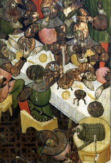 Altarpiece of San Martin de Tours (1420?), Detail of the altarpiece with an orgy of soldiers (per…