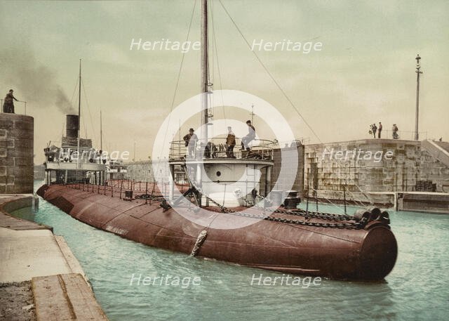 "Whaleback" leaving Poe Lock, Sault Ste. Marie, Michigan, c1899. Creator: Unknown.