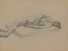 Study of a reclining male nude, 1910-1920. Creator: Emil Alexay-Olexák.