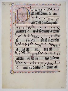 Manuscript Leaf with Initial P, from an Antiphonary, German, second quarter 15th century. Creator: Unknown.