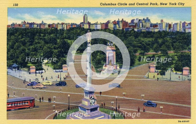 Columbus Circle and Central Park, New York City, New York, USA, 1937. Artist: Unknown