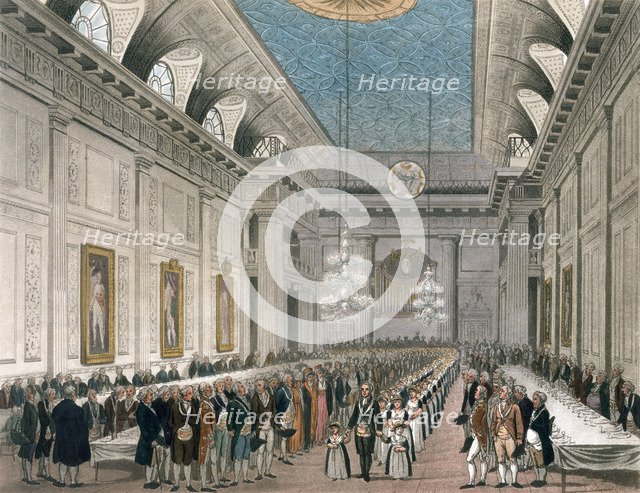 Procession at Freemasons' Hall, Queen Street, London, c1780-1812. Artist: Joseph Constantine Stadler