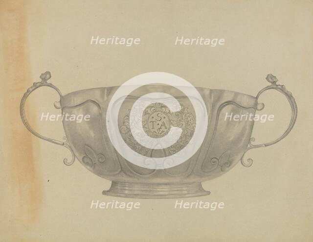 Two Handled Silver Bowl, c. 1936. Creator: Isidore Steinberg.