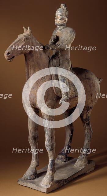 Funerary Sculpture of a Horse and Rider, between 618 and 906. Creator: Unknown.
