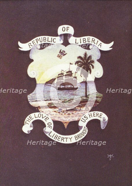 The Shield, Emblems, and Motto of Liberia as established in 1847, 1906. Creator: Unknown.