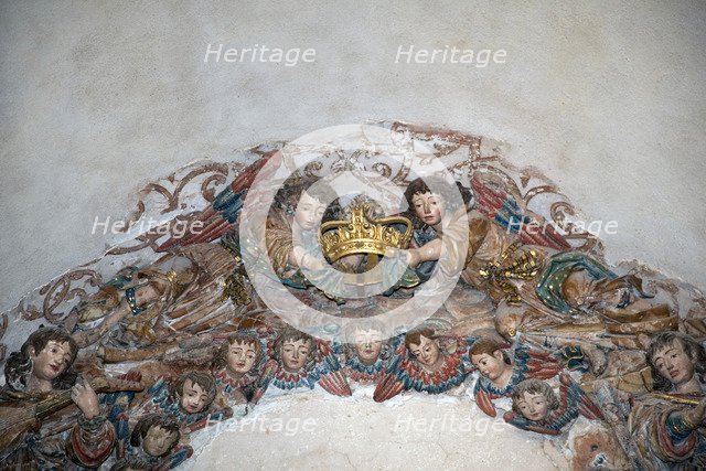 Coloured sculptures of angels, Monastery of Alcobaca, Alcobaca, Portugal, 2009.  Artist: Samuel Magal