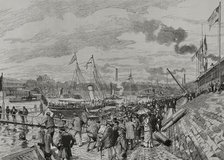 Pier at Pont d'Iéna (Jena Bridge) during nautical experiments, Universal Exhibition of Paris, 1878. Creator: Tomás Carlos Capuz.