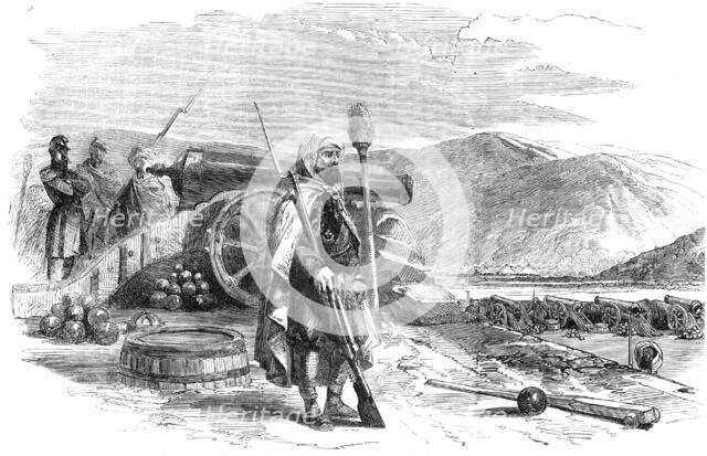 Spahi (Algerian Troops), French Battery on the Heights of Balaclava - from a sketch by..., 1854. Creator: Unknown.