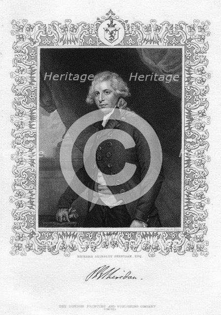 Richard Brinsley Sheridan (1751-1816), Irish playwright and Whig statesman, 19th century.Artist: R Hicks
