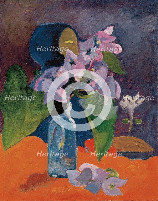 Still Life with Flowers and Idol, ca 1892.
