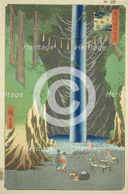 Fudo Falls at Oji (Oji Fudo no taki), from the series "One Hundred Famous Views...", 1857. Creator: Ando Hiroshige.
