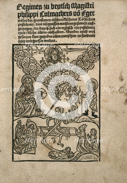 Title page of Regimen wider die Pestilenz by Philipp Culmacher, c. 1495.