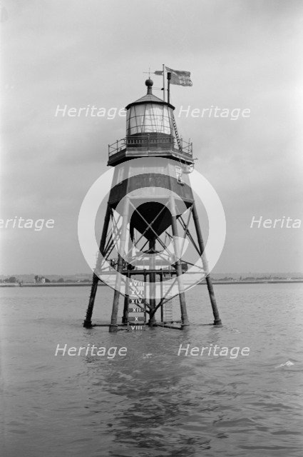 A Chapman Light in the Thames Estuary off Canvey Island, Essex, c1945-c1965. Artist: SW Rawlings