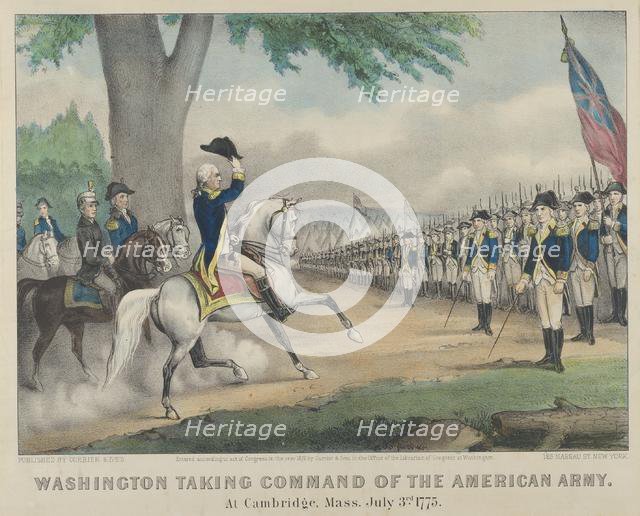 Washington Taking Command of the American Army - At Cambridge, Massachusetts, July 3rd, 17..., 1876. Creators: Nathaniel Currier, James Merritt Ives, Currier and Ives.
